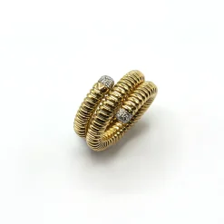 ANILLO ORO 18 KILATES BICOLOR CON DIAMANTES