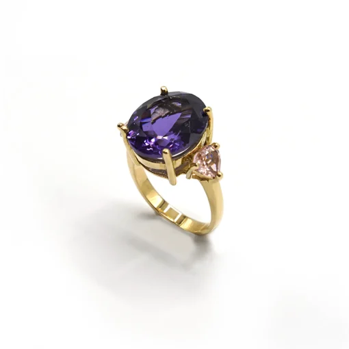 ANILLO ORO 18 KILATES CON CUARZOS HIDROTERMALES