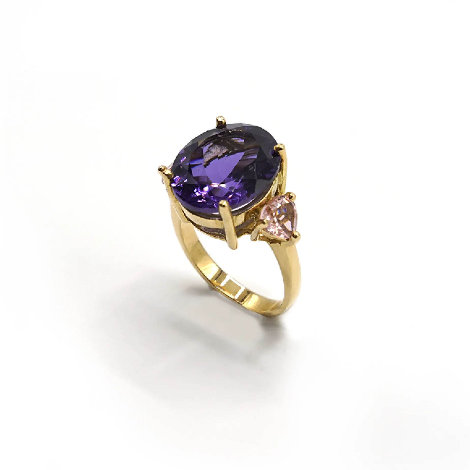 ANILLO ORO 18 KILATES CON CUARZOS HIDROTERMALES