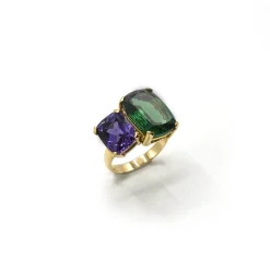 ANILLO ORO 18 KILATES CON CUARZOS HIDROTERMALES