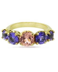 ANILLO ORO 18 KILATES CON CUARZOS HIDROTERMALES