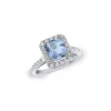 ANILLO ORO 18 KILATES CON DIAMANTES Y AGUAMARINA