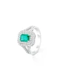 ANILLO ORO 18 KILATES CON DIAMANTES Y ESMERALDA