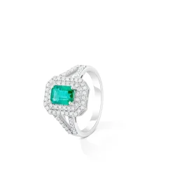 ANILLO ORO 18 KILATES CON DIAMANTES Y ESMERALDA