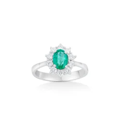 ANILLO ORO 18 KILATES CON DIAMANTES Y ESMERALDA