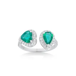 ANILLO ORO 18 KILATES CON DIAMANTES Y ESMERALDAS