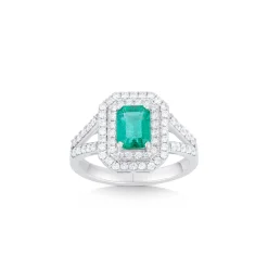 ANILLO ORO 18 KILATES CON DIAMANTES Y ESMERALDA