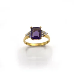 ANILLO ORO 18 KILATES CON DIAMANTES Y CUARZOS HIDROTERMALES