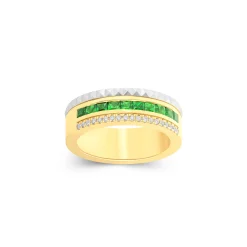 ANILLO ORO 18KTES. BICOLOR CON GRANATES TSAVORITAS