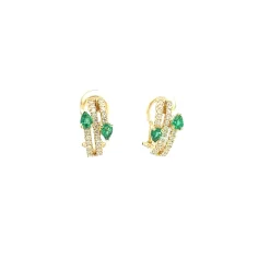 PENDIENTES ORO 18 KILATES CON DIAMANTES Y ESMERALDA