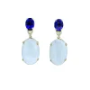 PENDIENTES ORO 18 KILATES CON DIAMANTES Y AGUAMARINA