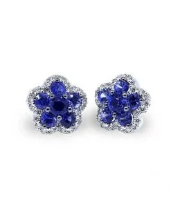 PENDIENTES ORO 18 KILATES CON DIAMANTES Y ZAFIROS