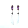 PENDIENTES ORO BLANCO 18 KILATES CON PIEDRAS DE COLOR