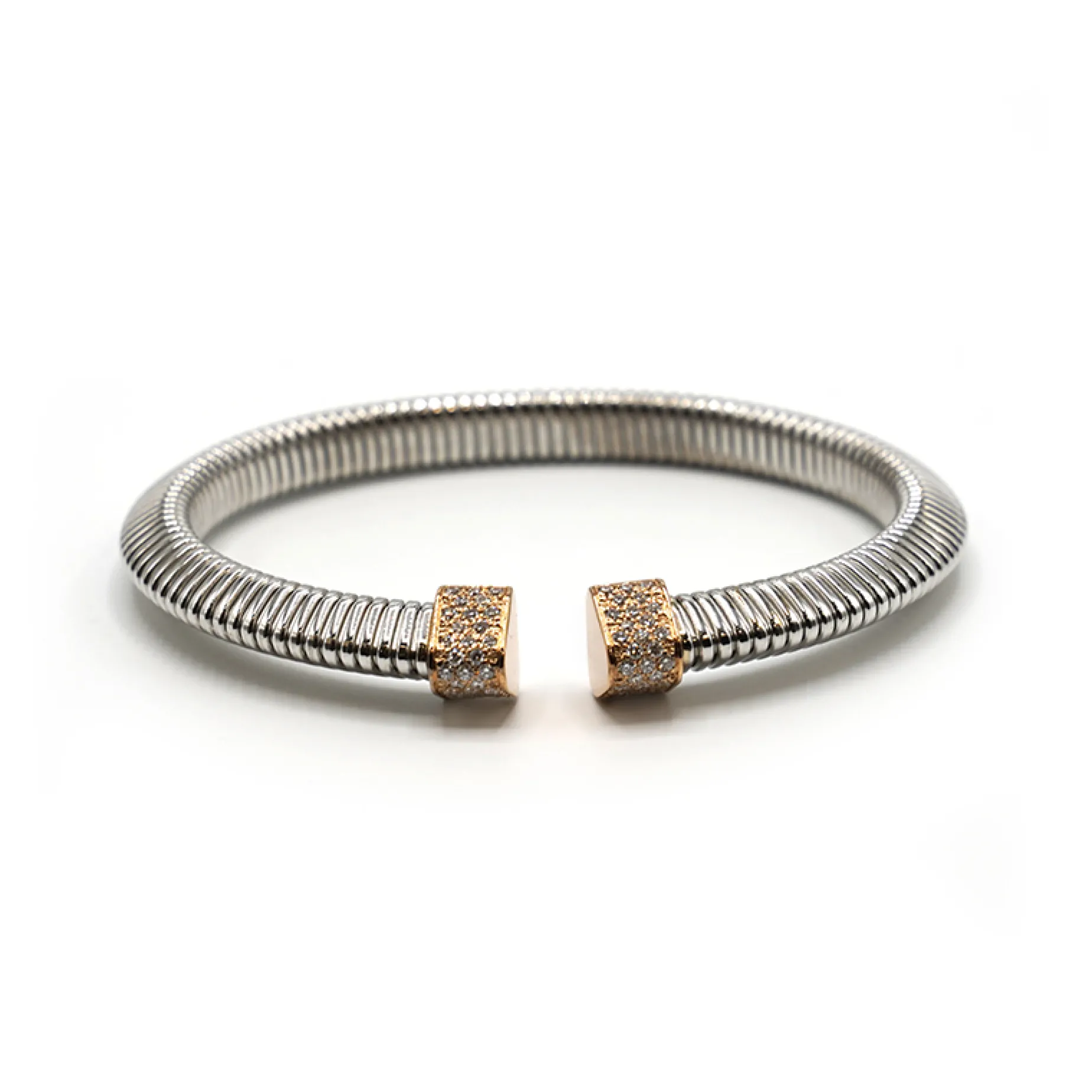PULSERA ORO 18 KILATES BICOLOR CON DIAMANTES