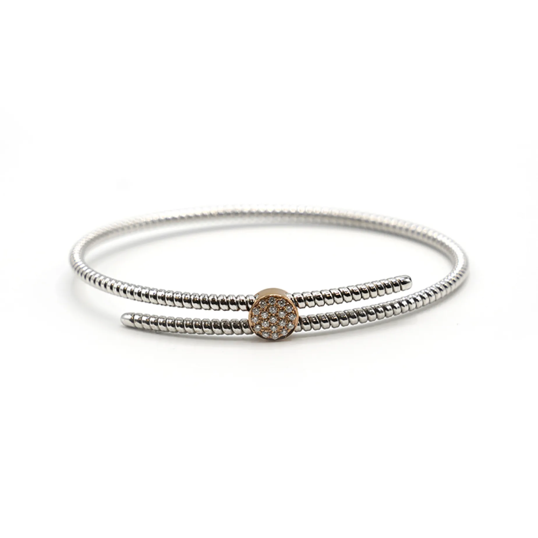 PULSERA ORO 18 KILATES BICOLOR CON DIAMANTES