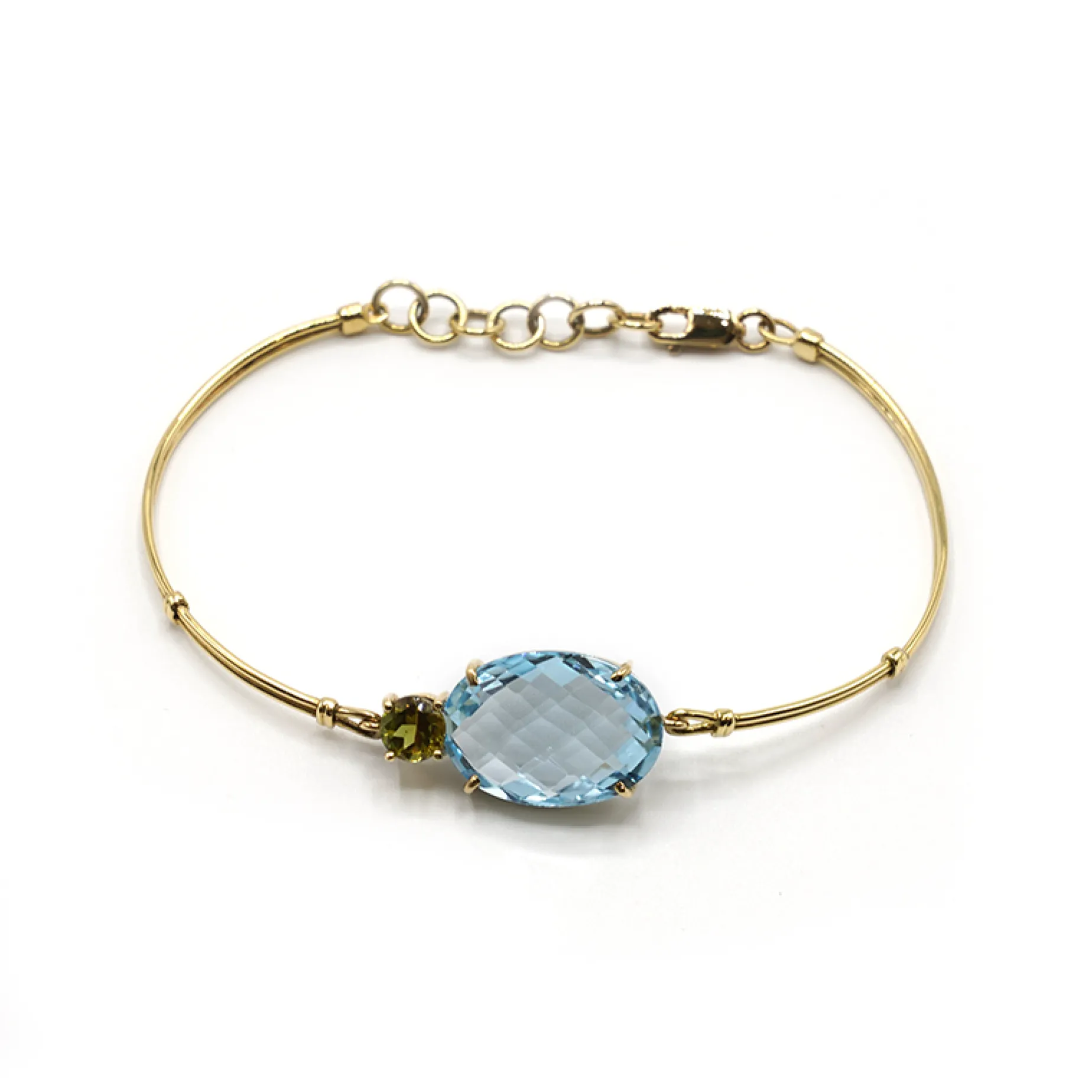 PULSERA ORO 18 KILATES CON CUARZOS HIDROTERMALES